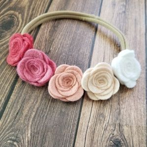 Girls Floral Felt Halo Headband, Ombre Pink
